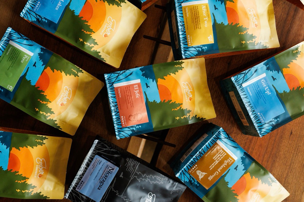 Ember Coffee bags, roasted in Big Lake, Minnesota